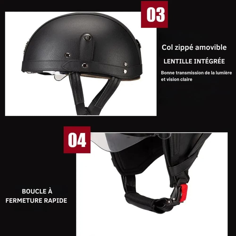 Casque moto Vintage avec Lunette | Livraison Gratuite | 3 CADEAUX OFFERT