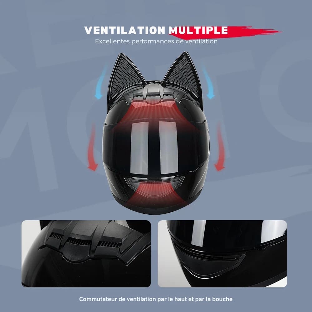 Casque moto Femme Oreille de Chat Noir | Integrale