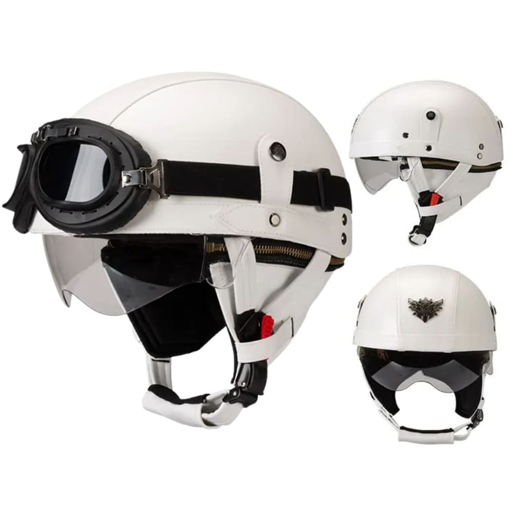 Casque moto Vintage avec Lunette | Livraison Gratuite | 3 CADEAUX OFFERT