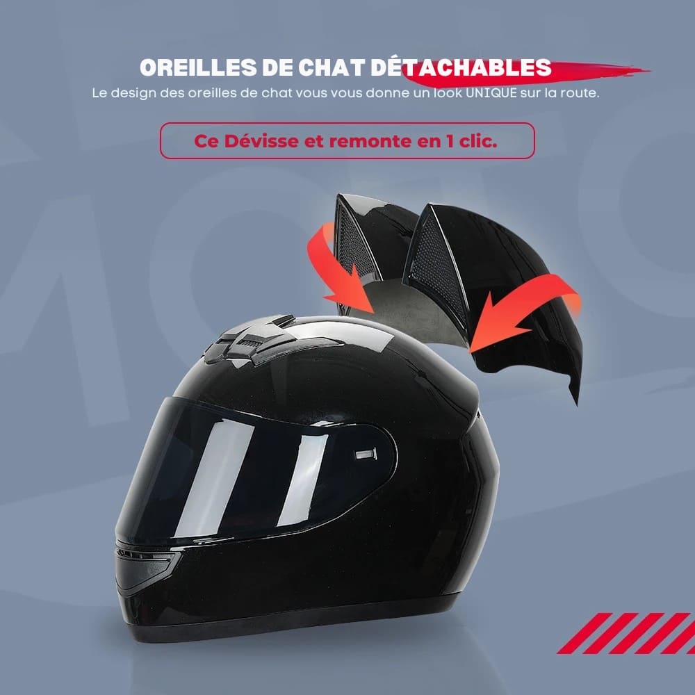 Casque moto Femme Oreille de Chat Noir | Integrale