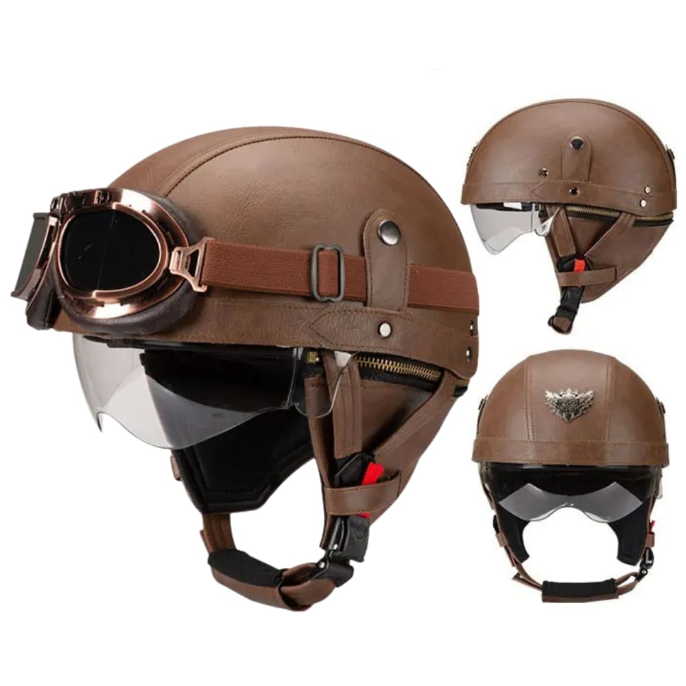 Casque moto Vintage avec Lunette | Livraison Gratuite | 3 CADEAUX OFFERT