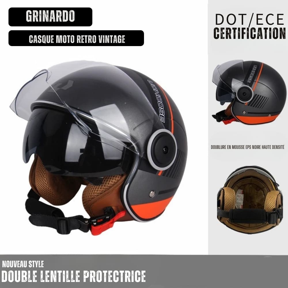 Casque Moto Retro Vintage Blanc  |  Double Visière