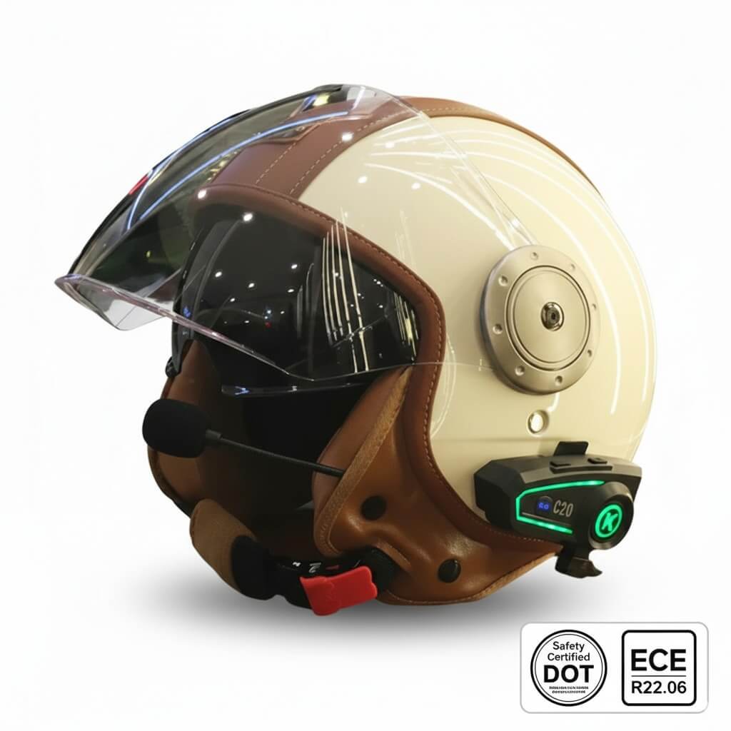 Casque Moto Retro Vintage Bluetooth Integrer | Intercom 4eme Generation