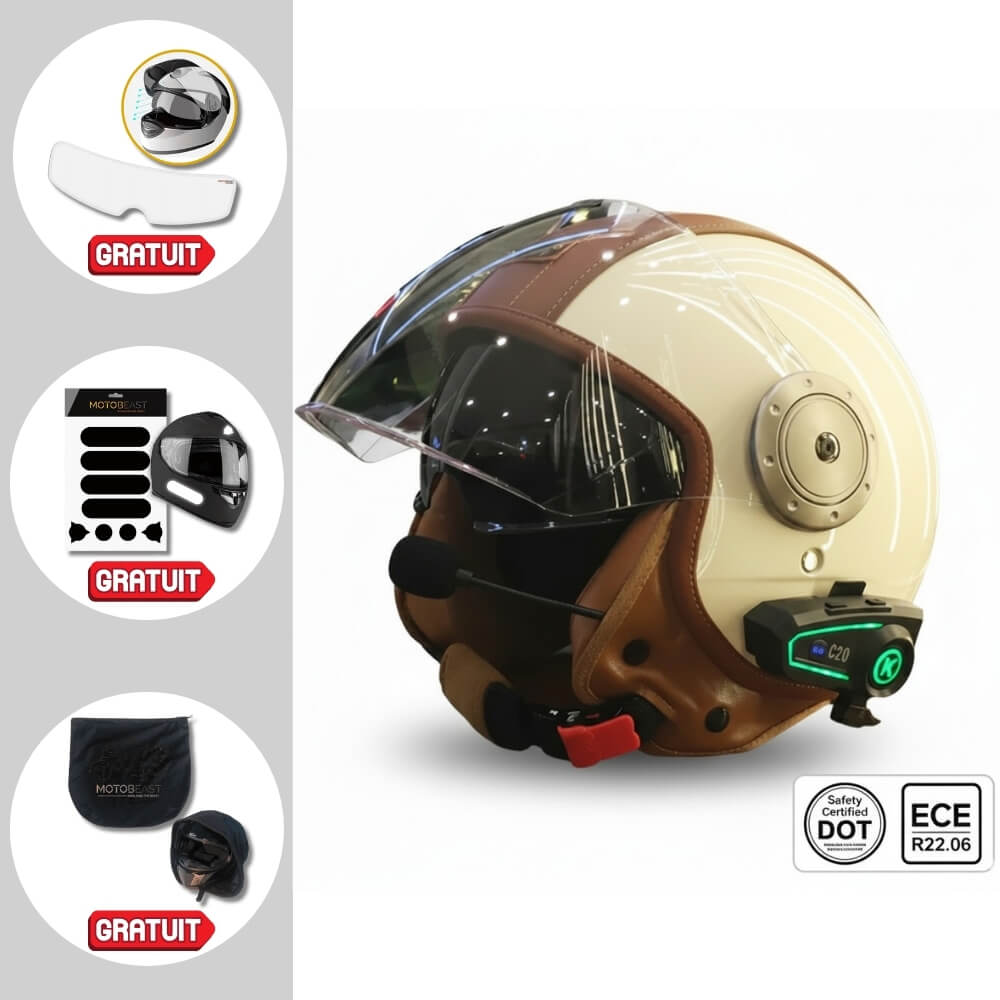 Casque Moto Retro Vintage Bluetooth Integrer | Intercom 4eme Generation