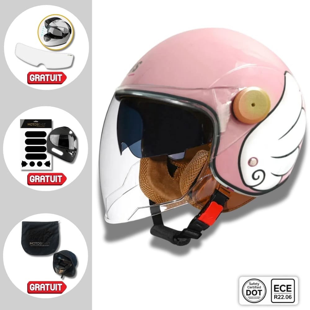 Casque moto Femme Retro Vintage "Angel Slump" | Open Face
