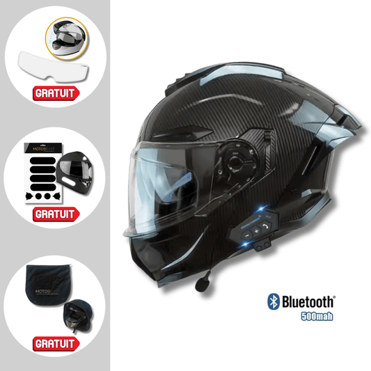 Casque moto Bluetooth intelligent avec protection auditive | Carbon Black