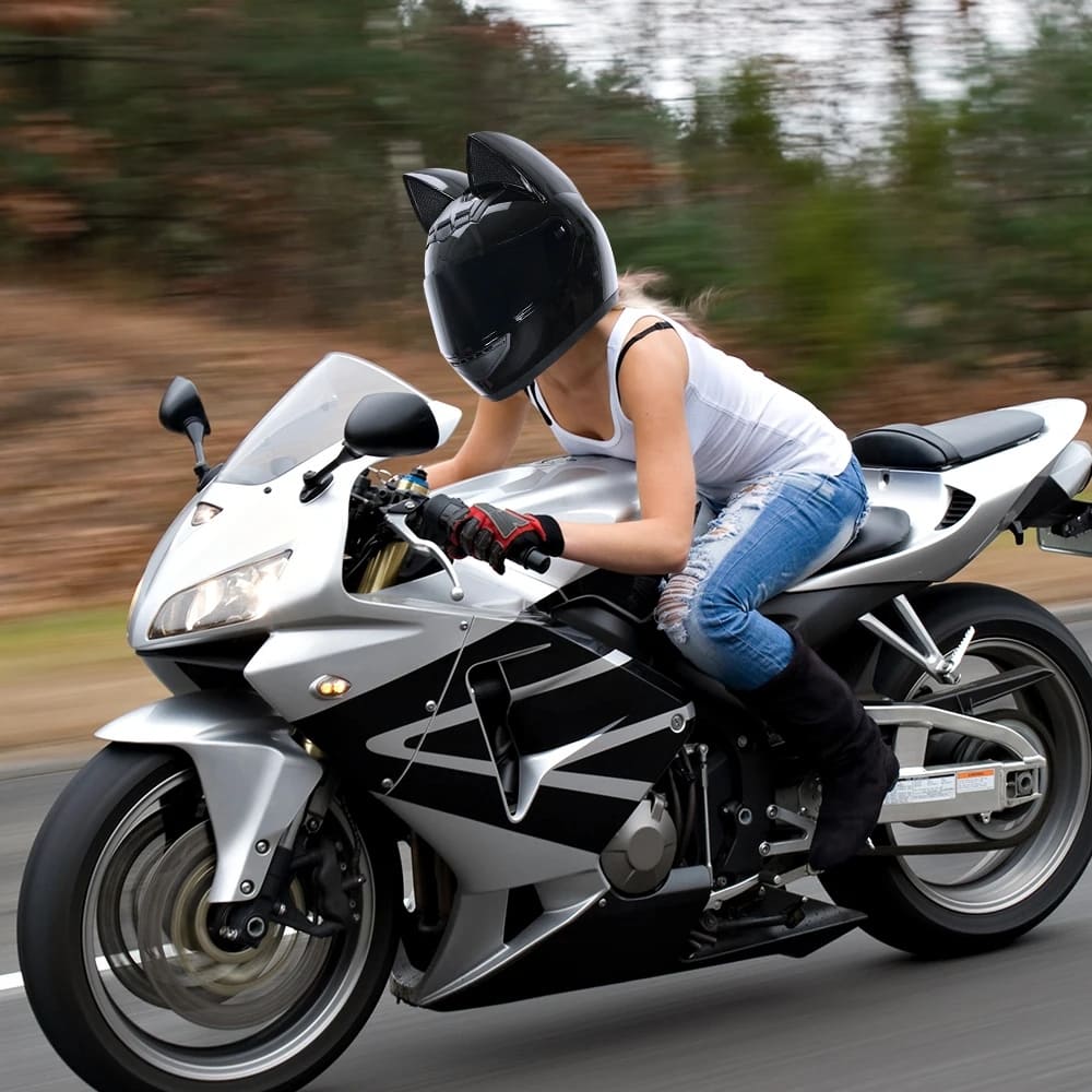 Casque moto Femme Oreille de Chat Noir | Integrale