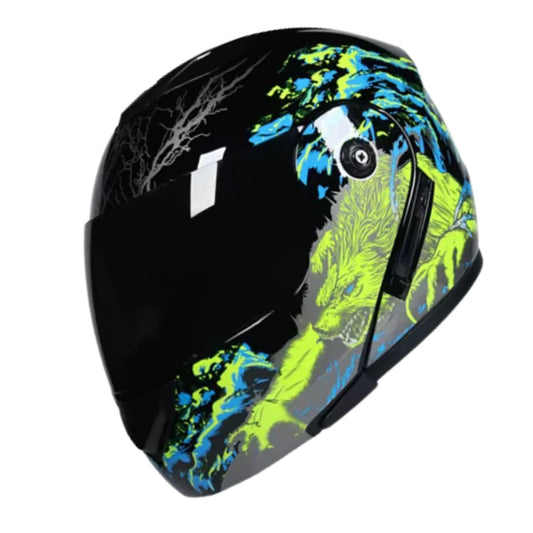 Casque moto Modulable | "Wolf" | Noir-Bleu