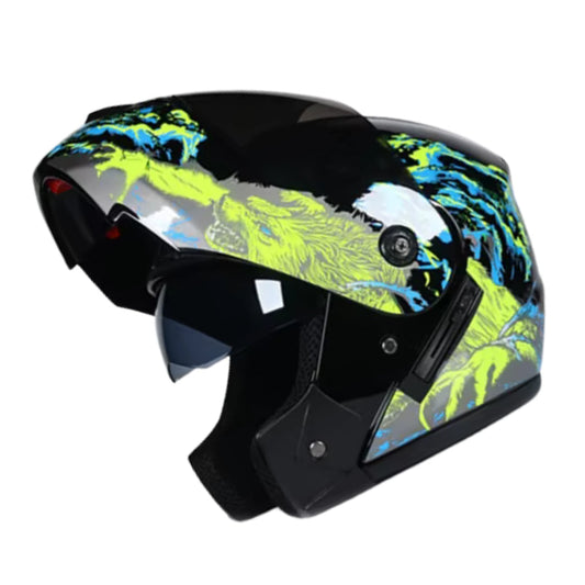Casque moto Modulable | "Wolf" | Noir-Bleu