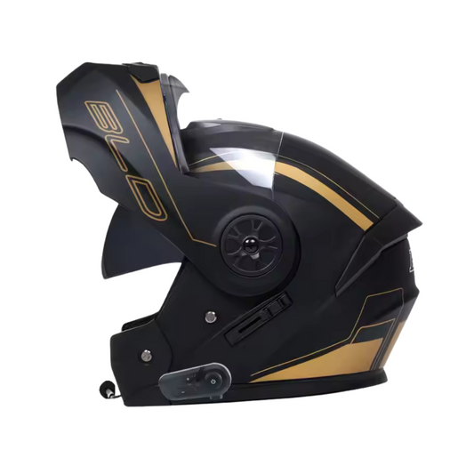 Casque moto Modulable Bluetooth | Noir-Gold | MotoBeast