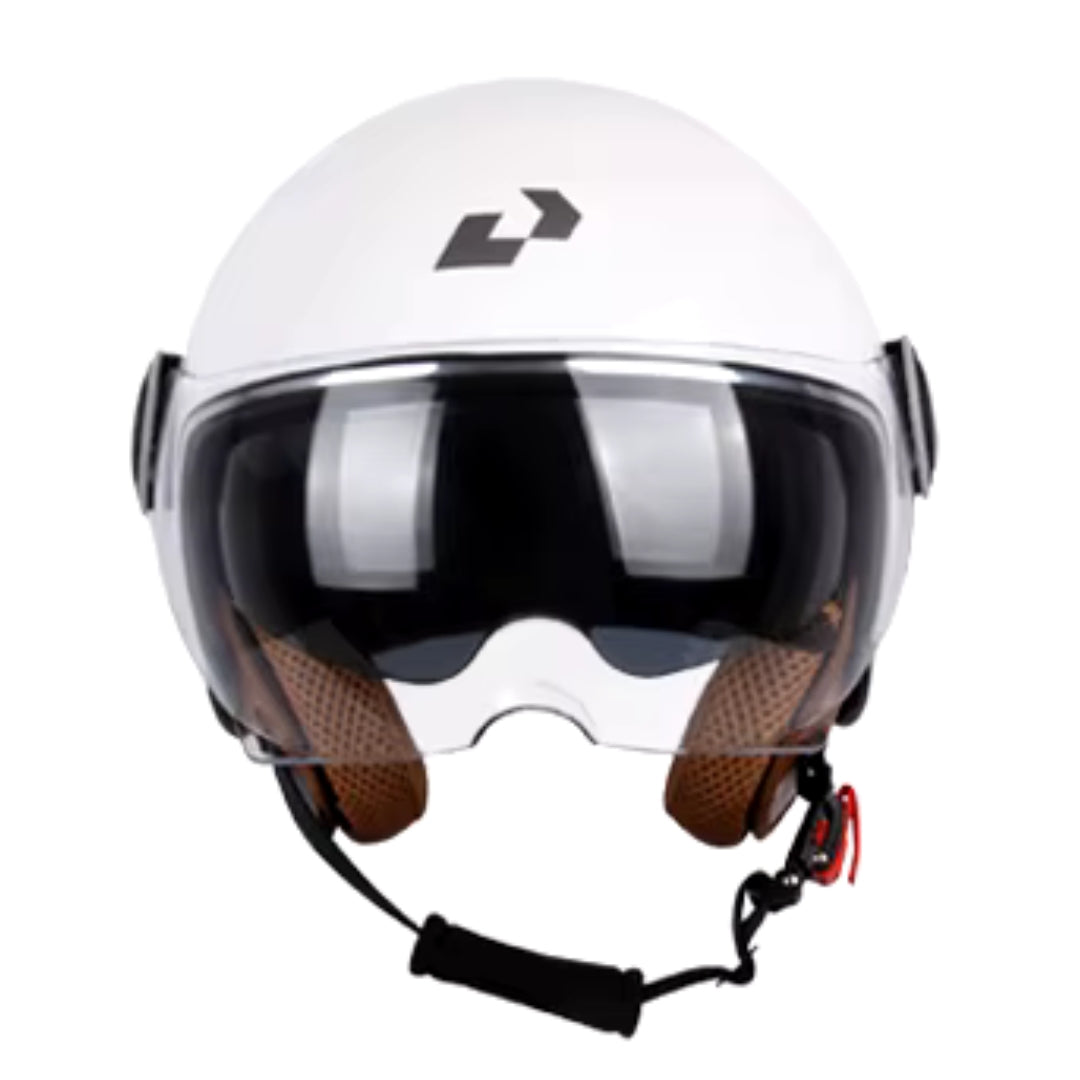 Casque Moto Retro Vintage Blanc  |  Double Visière