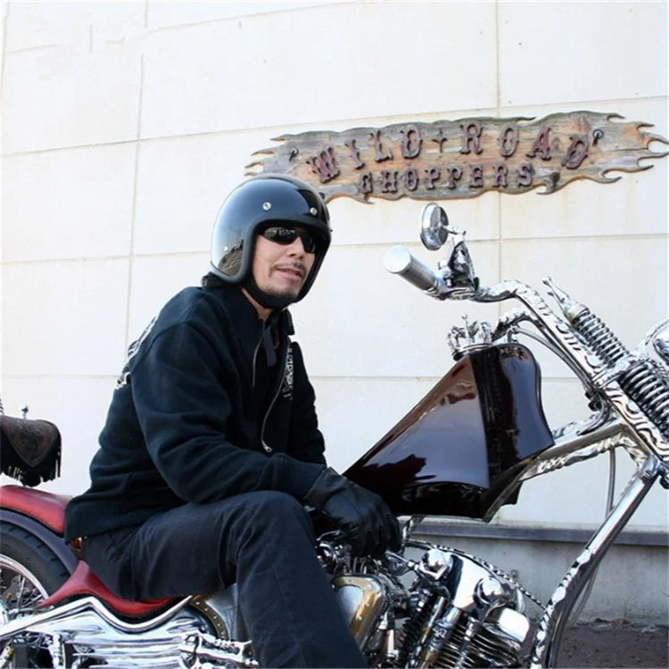 Casque Jet moto Gris " As de Mort " | Cuir Synthétique noir