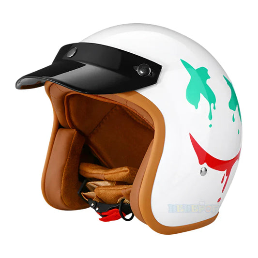 Casque Moto vintage Smile, L.A & Love | Cuir synthétique