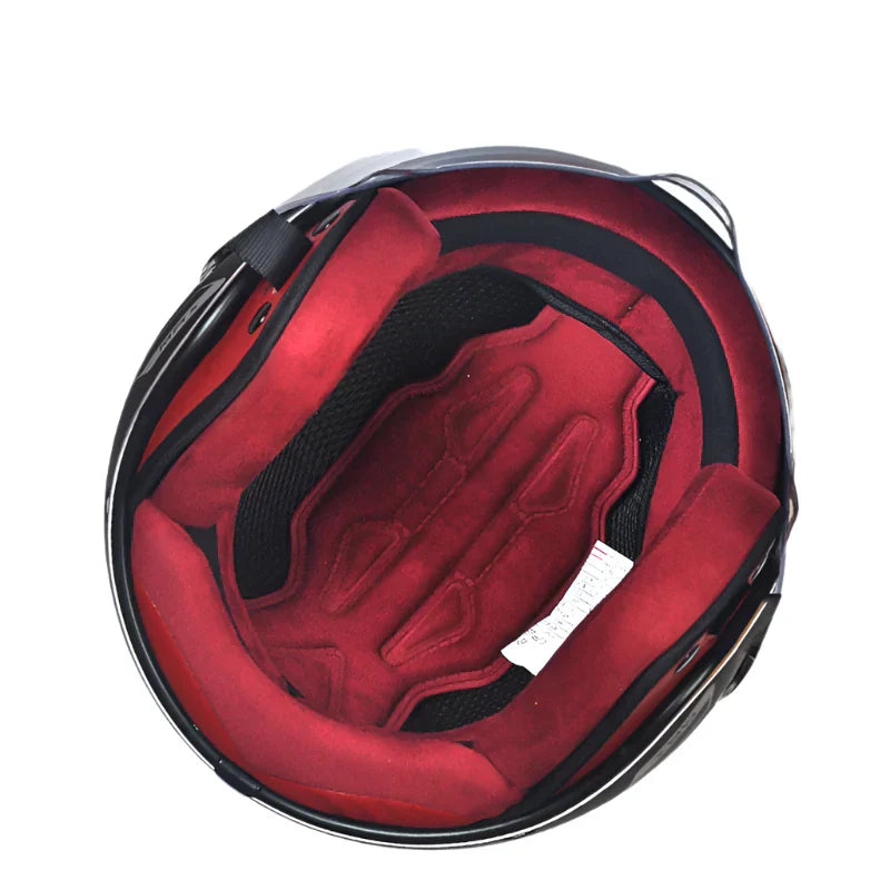 Casque Moto Vintage Femme Blanc/Bordeaux Ultra Confort