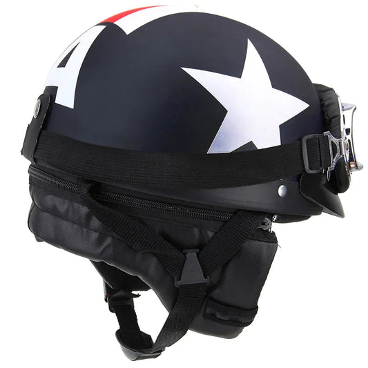 Casque moto Vintage "America" avec Lunette