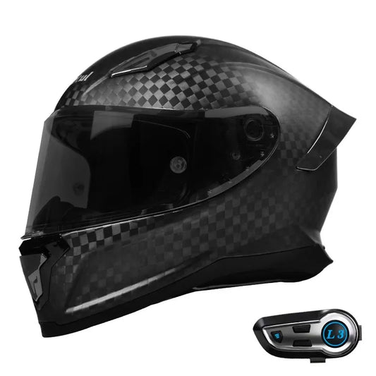 Casque moto bluetooth L3 | Noir Fibre de Carbone