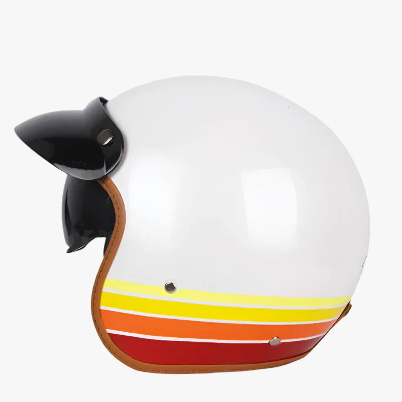 Casque Moto vintage Lucky Route 66 | Face Ouvert  avec Visière