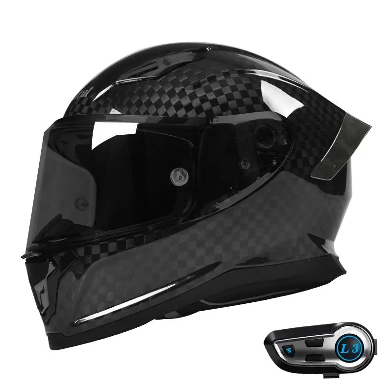 Casque moto bluetooth L3 | Noir Fibre de Carbone