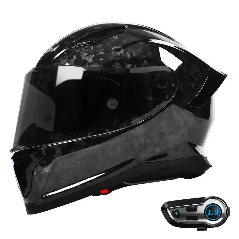 Casque moto bluetooth L3 | Noir Fibre de Carbone