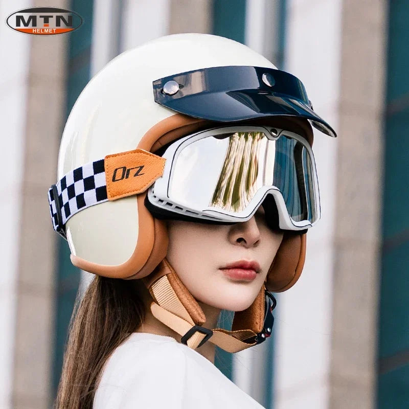 Casque Moto vintage Smile, L.A & Love | Cuir synthétique