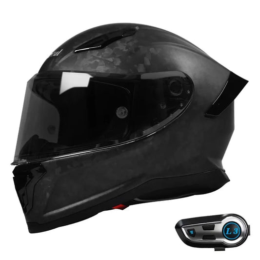 Casque moto bluetooth L3 | Noir Fibre de Carbone