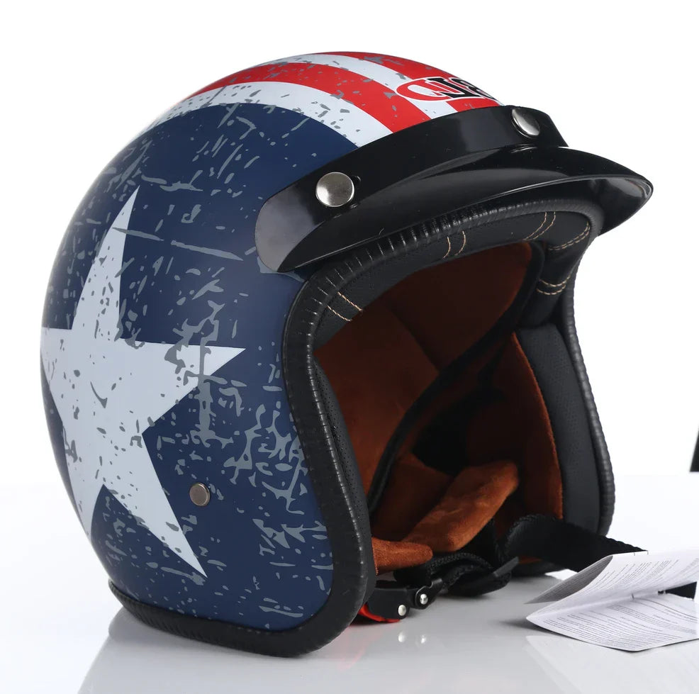 Casque moto Retro Vintage America / England / Death Angel | Cuir Synthétique