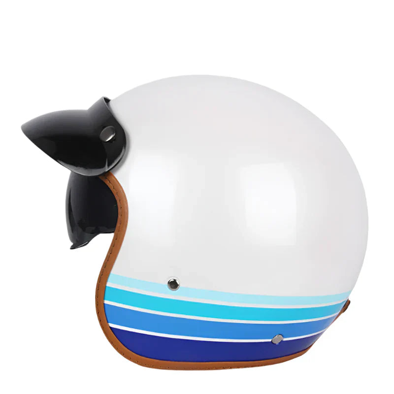 Casque Moto vintage Lucky Route 66 | Face Ouvert  avec Visière