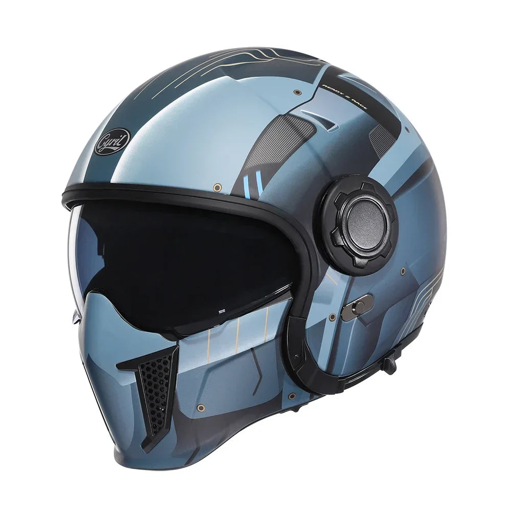 Casque moto Intégral Scorpion Bleu Double Lentille style Star-Wars