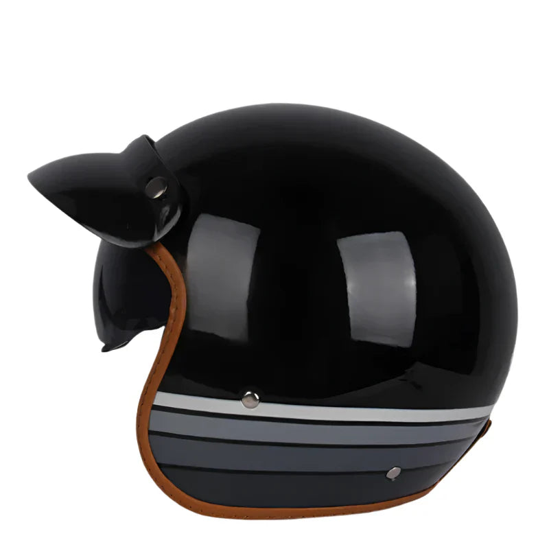 Casque Moto vintage Lucky Route 66 | Face Ouvert  avec Visière