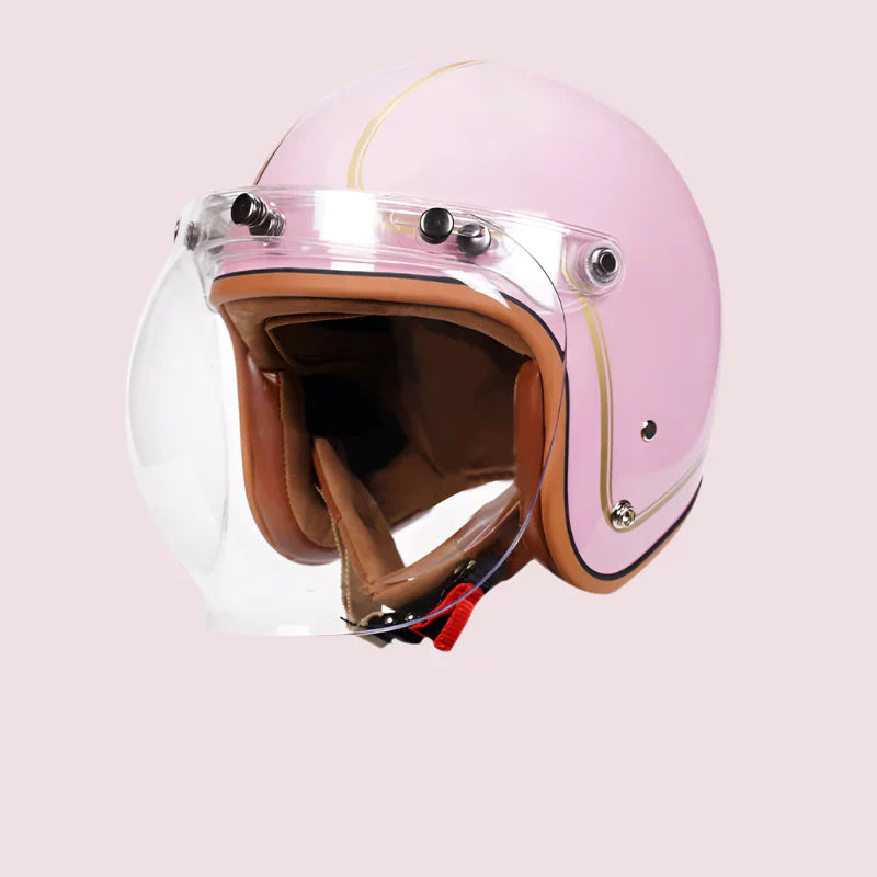Casque moto Jet Retro Vintage Femme | coupe-vent