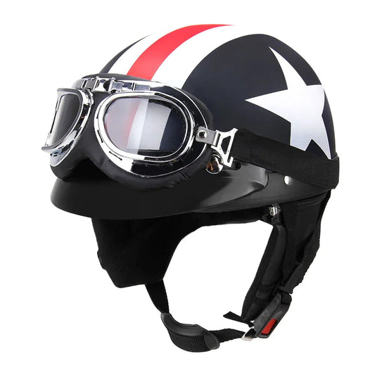Casque moto Vintage "America" avec Lunette