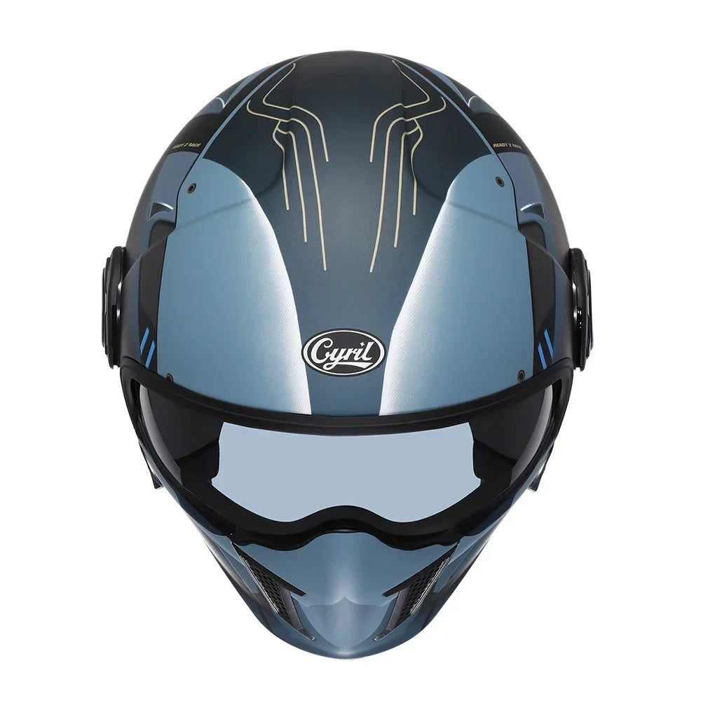 Casque moto Intégral Scorpion Bleu Double Lentille style Star-Wars