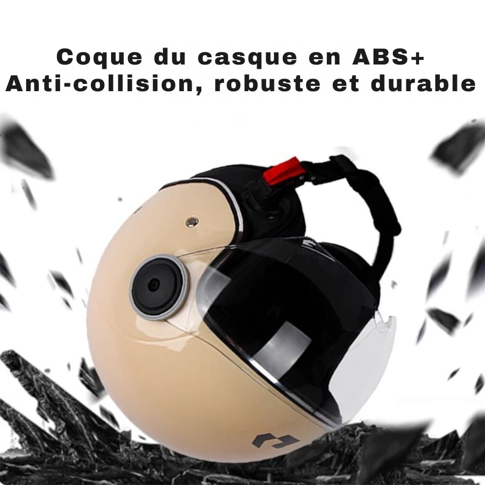 Casque Moto Retro Vintage Blanc  |  Double Visière