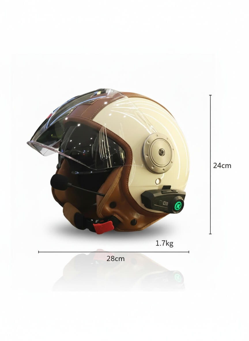 Casque Moto Retro Vintage Bluetooth Integrer | Intercom 4eme Generation