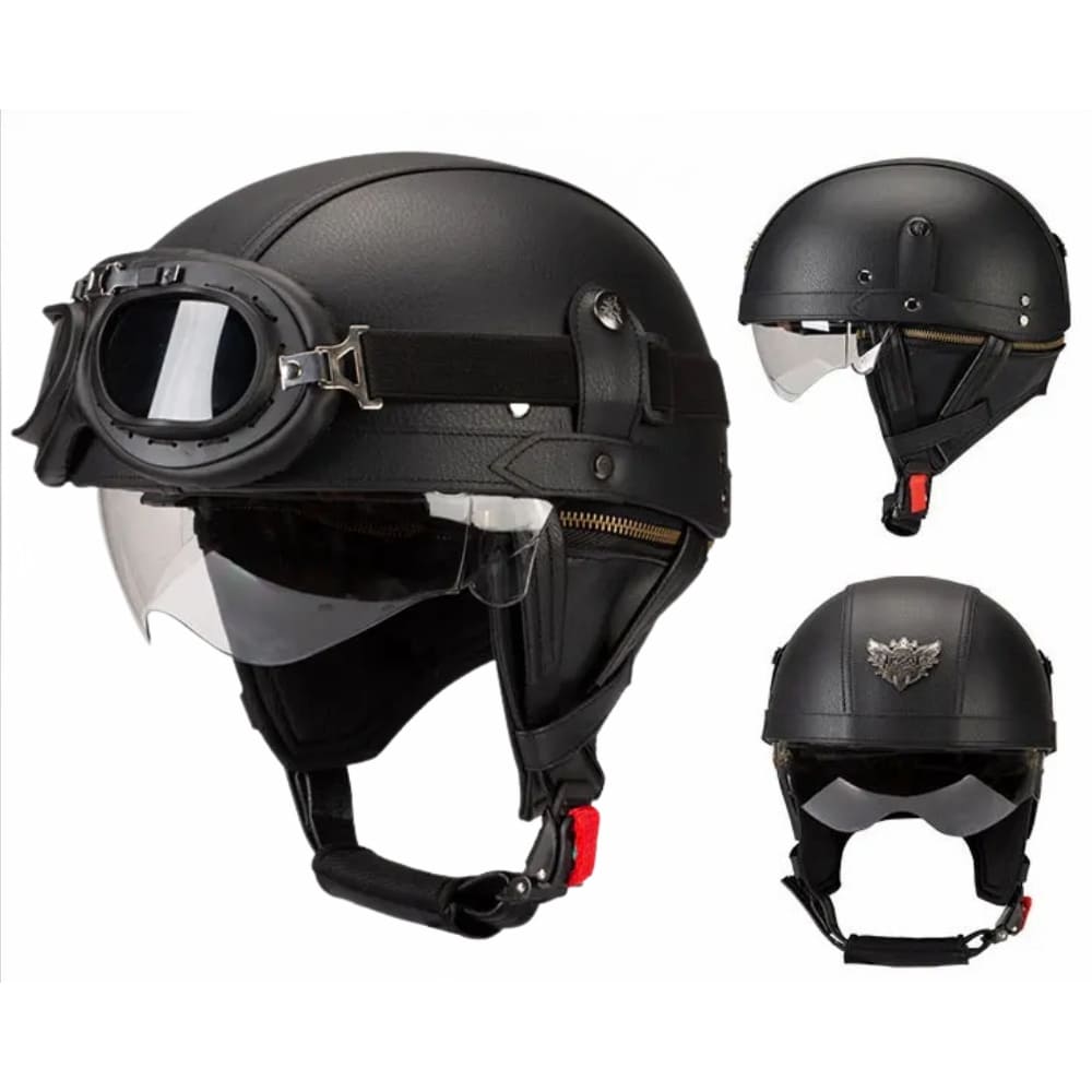 Casque moto Vintage avec Lunette | Livraison Gratuite | 3 CADEAUX OFFERT