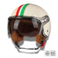 Casque moto Rétro Vintage Italia | Rétro Chopper Blanc, Vert, Rouge
