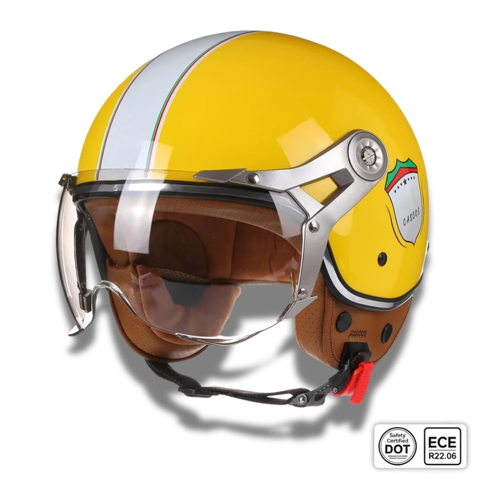 Casque moto Rétro Vintage Italia | Rétro Chopper Blanc, Vert, Rouge