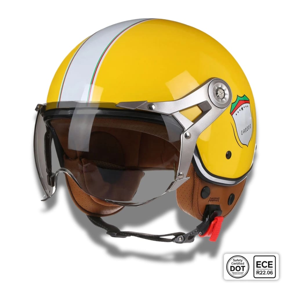 Casque moto Rétro Vintage Italia | Rétro Chopper Blanc, Vert, Rouge