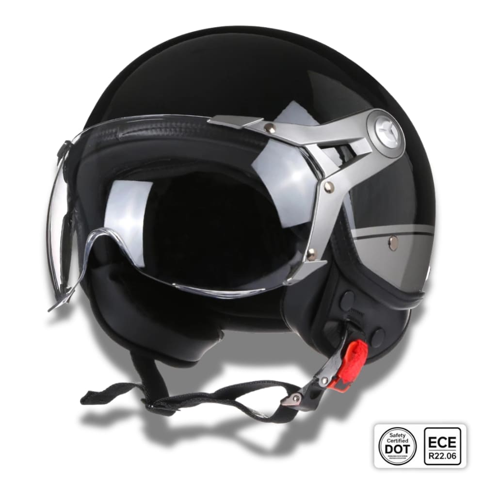 Casque moto Rétro Vintage Italia | Rétro Chopper Blanc, Vert, Rouge