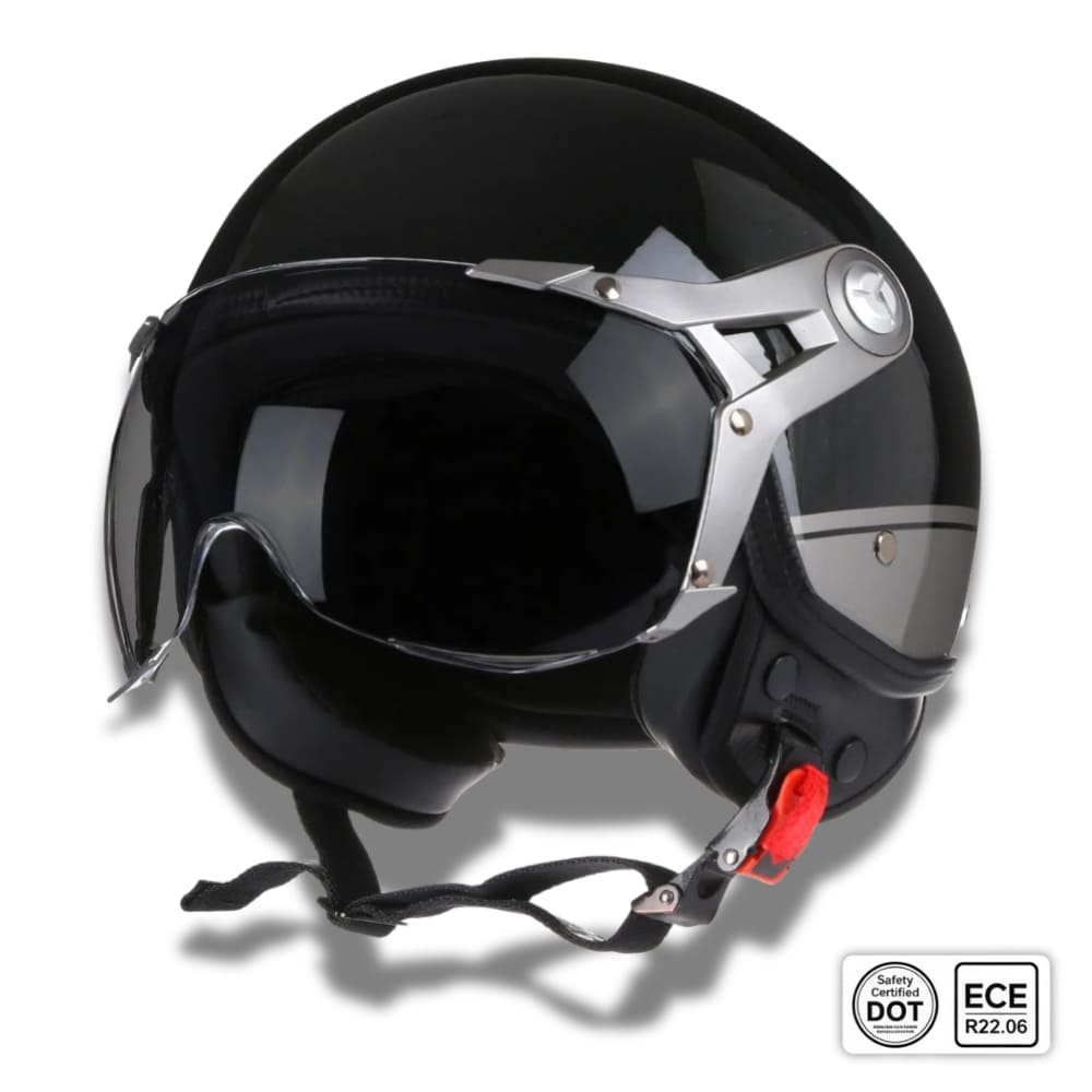 Casque moto Rétro Vintage Italia | Rétro Chopper Blanc, Vert, Rouge