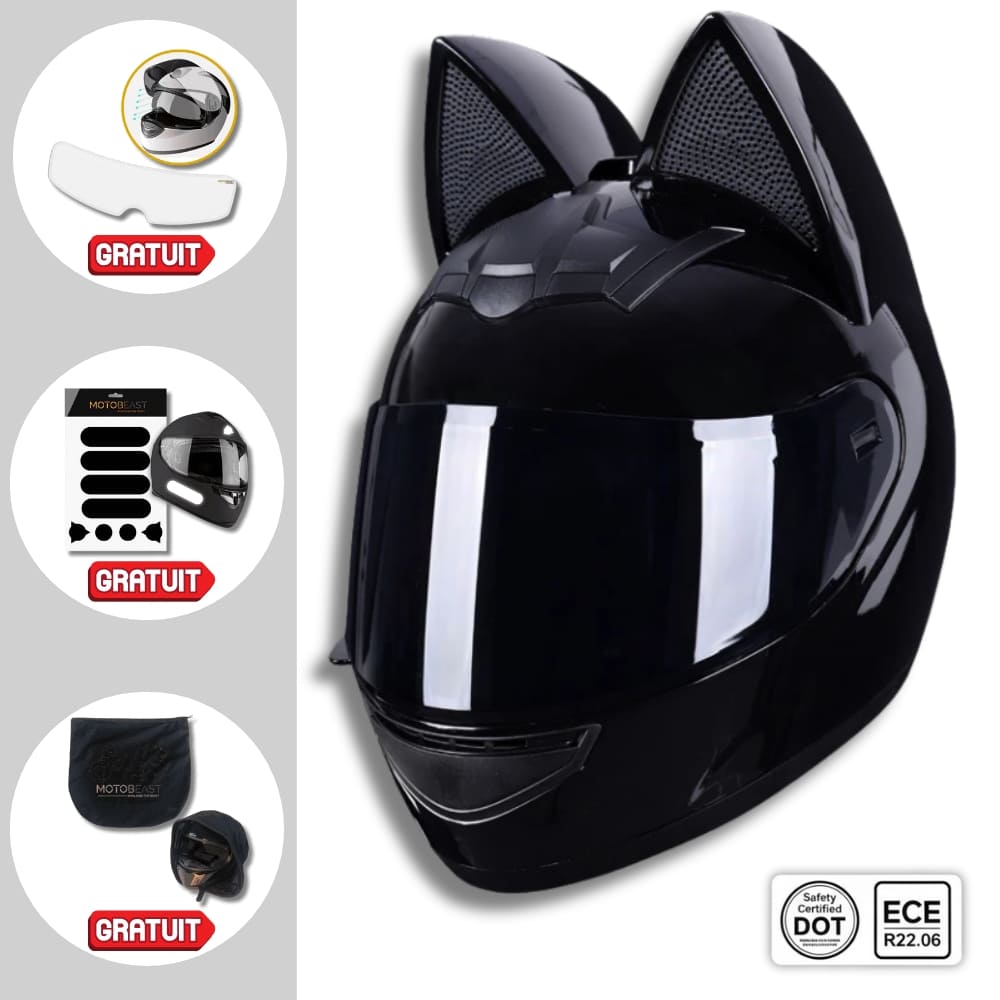 Casque moto Femme Oreille de Chat Noir | Integrale