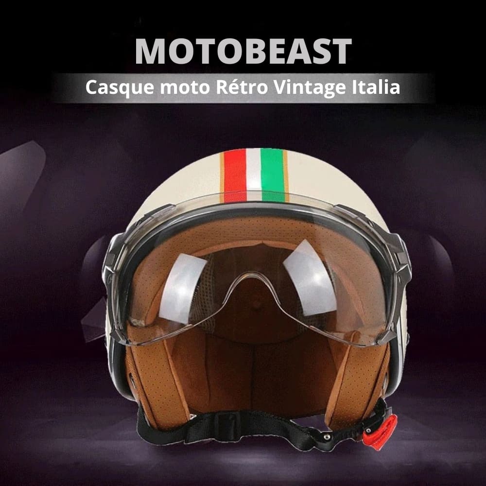 Casque moto Rétro Vintage Italia | Rétro Chopper Blanc, Vert, Rouge