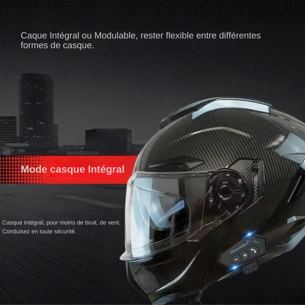 Casque moto Bluetooth intelligent avec protection auditive | Carbon Black