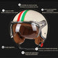 Casque moto Rétro Vintage Italia | Rétro Chopper Blanc, Vert, Rouge