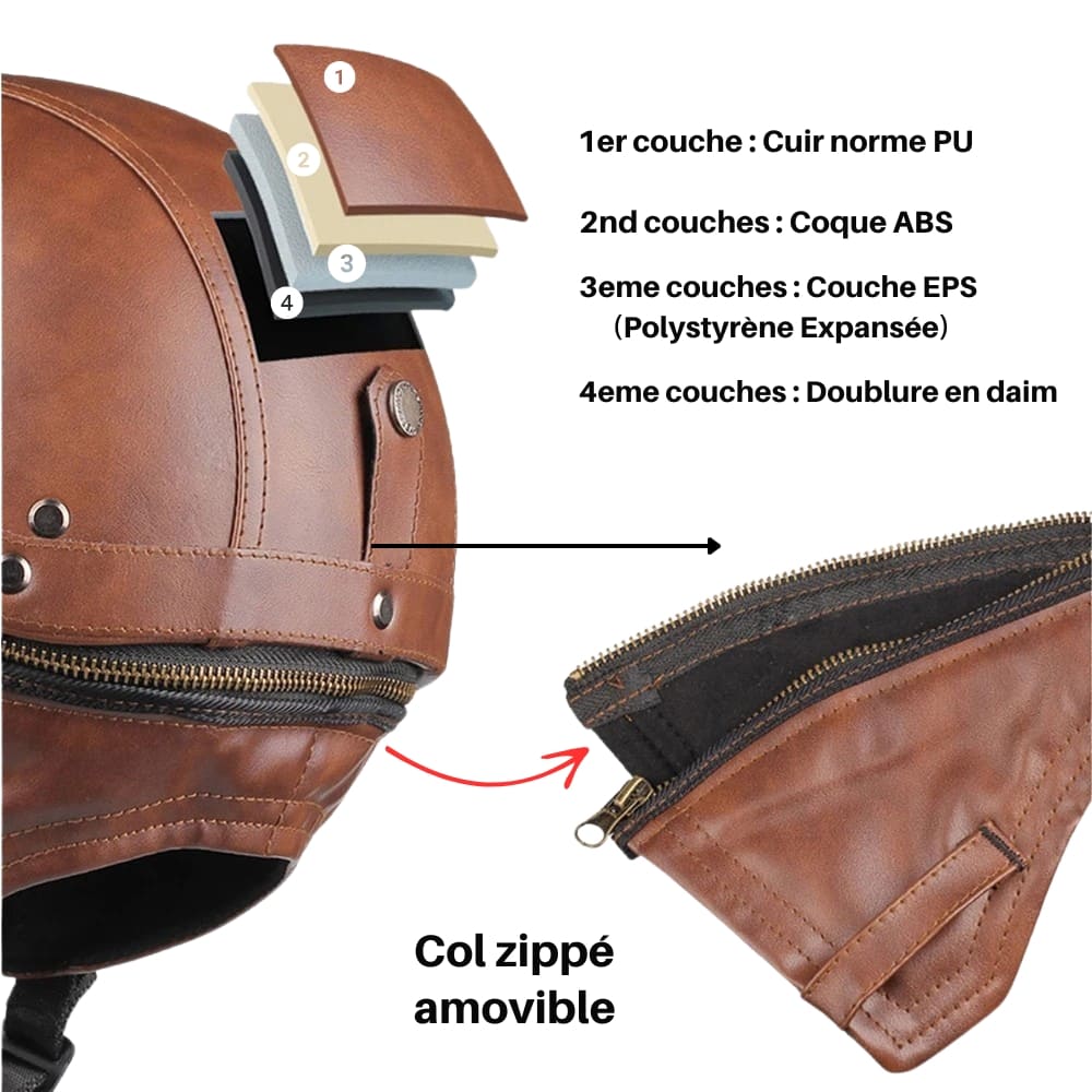 Casque moto Vintage avec Lunette | Livraison Gratuite | 3 CADEAUX OFFERT