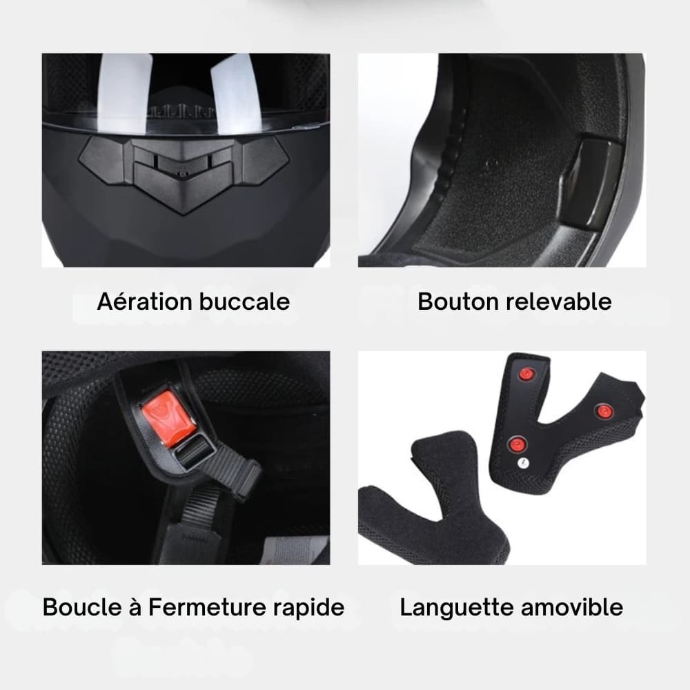 Casque moto Modulable Bluetooth | Noir-Gold | MotoBeast