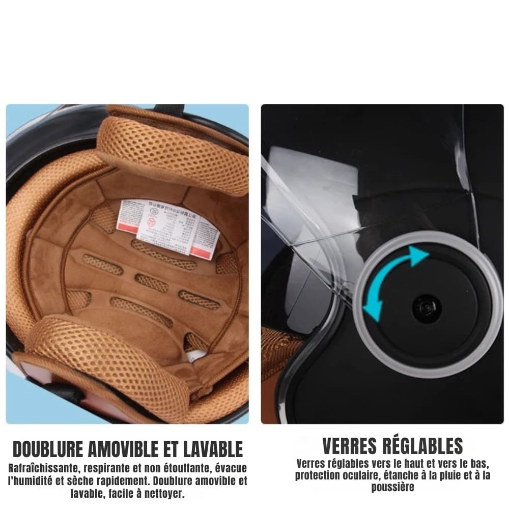 Casque Moto Retro Vintage Blanc  |  Double Visière