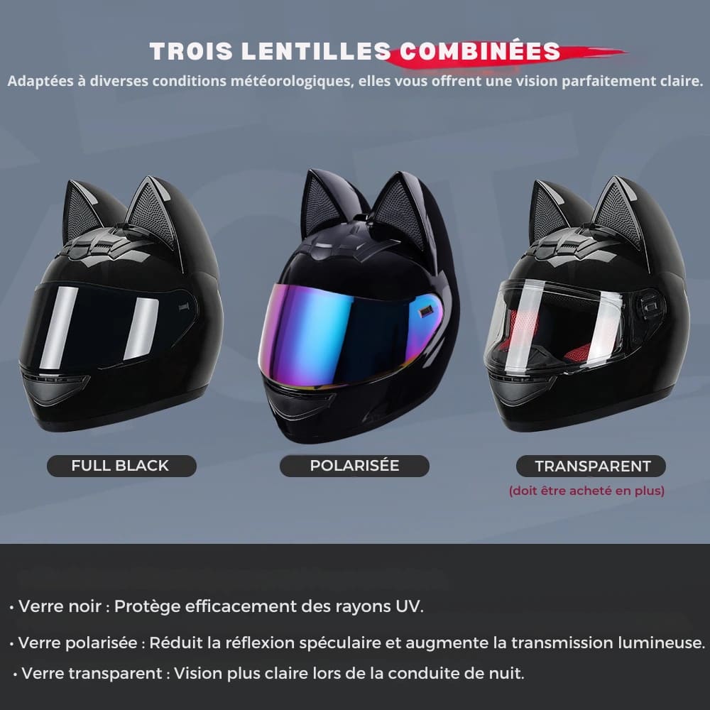 Casque moto Femme Oreille de Chat Noir | Integrale