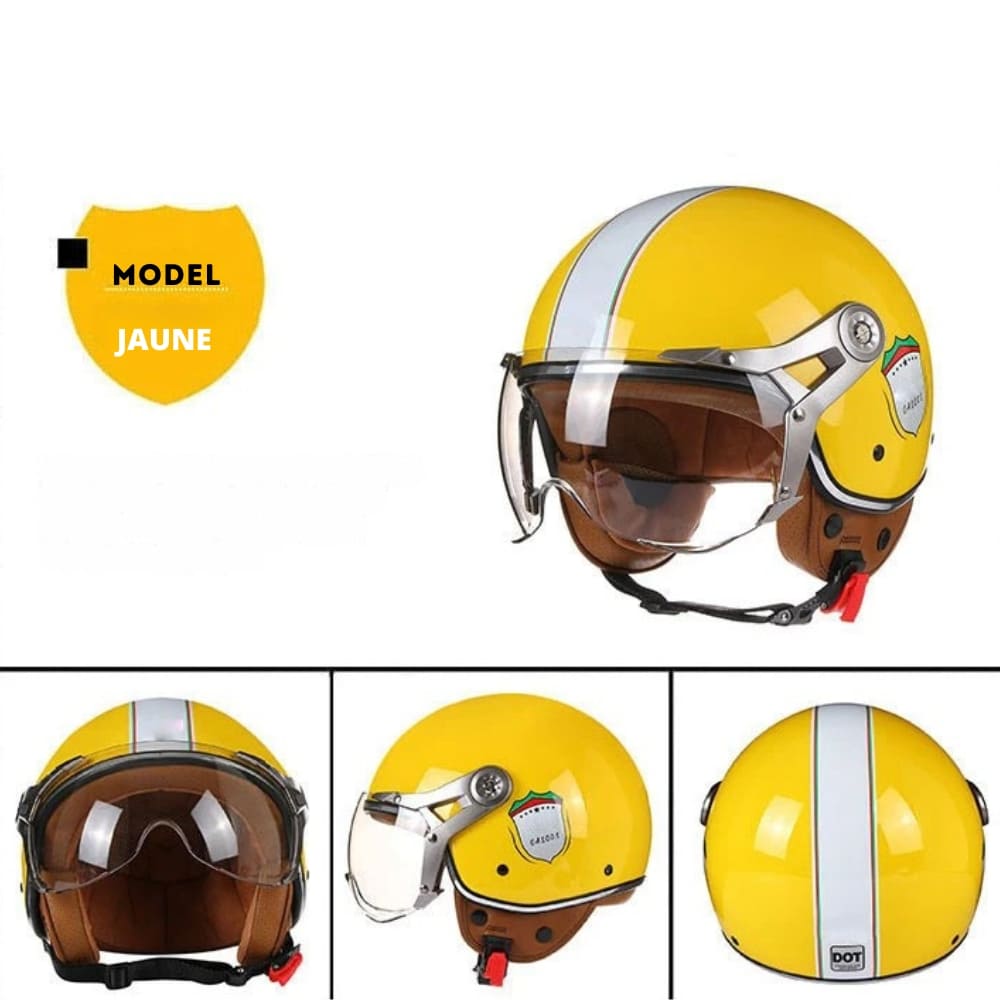 Casque moto Rétro Vintage Italia | Rétro Chopper Blanc, Vert, Rouge