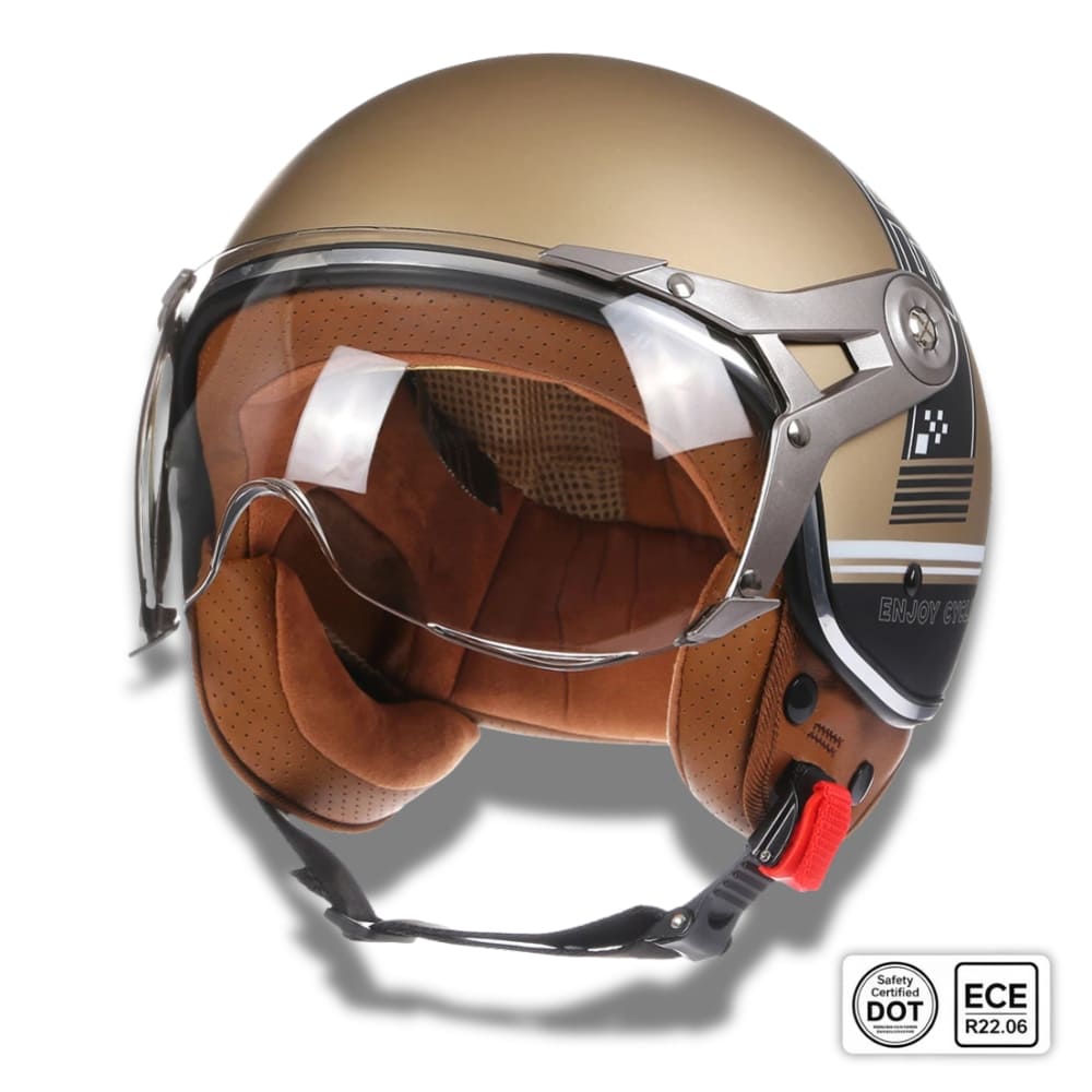 Casque moto Rétro Vintage Italia | Rétro Chopper Blanc, Vert, Rouge